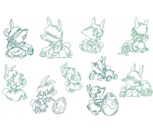 Stickserie - Ostern Mrs. Bunny 